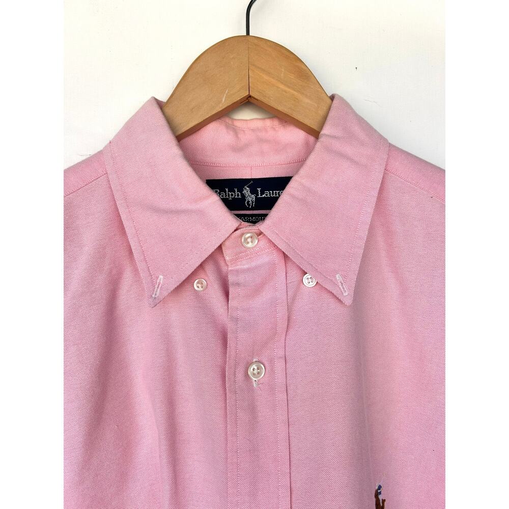 Vintage Ralph Lauren Pink Oxford Yarmouth Button Down Shirt Pony Logo Large - Picture 8 of 8